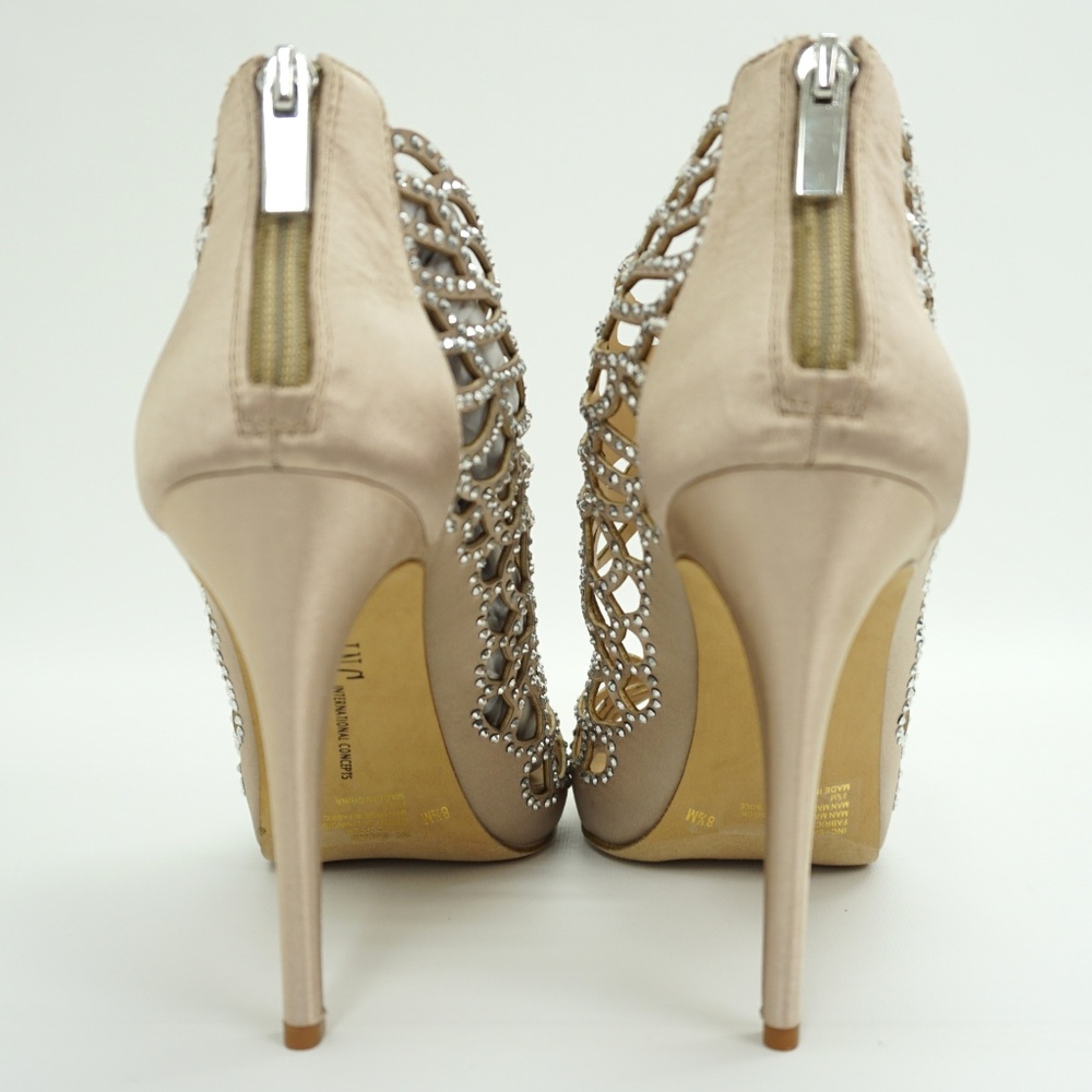 INC Embellished High Heel Evening Sandals Bisque - Picture 6 of 8